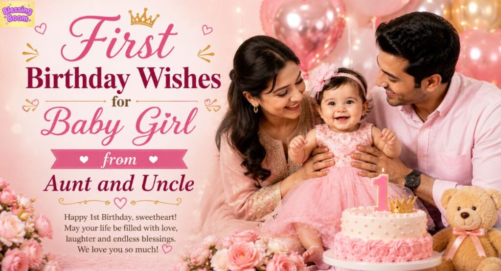 First Birthday Wishes for Baby Girl from Aunt and Uncle